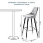 Set of 2 Grey Velvet Bar Stools with Backs - 79 cm - Maddy