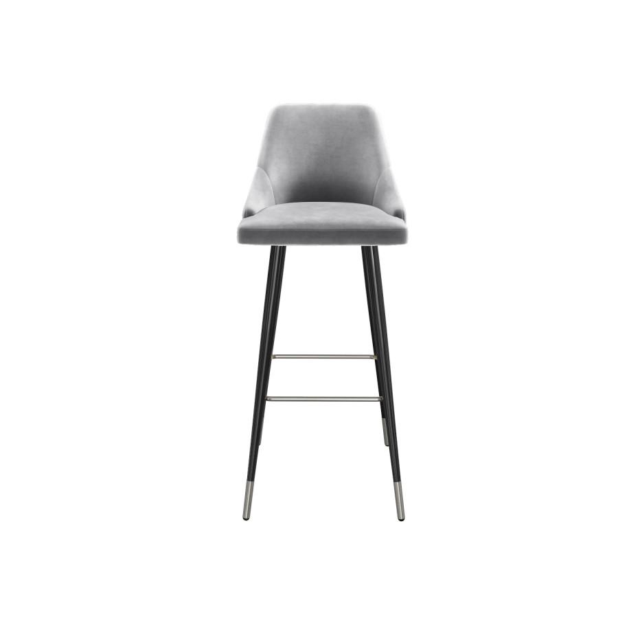 Set of 2 Grey Velvet Bar Stools with Backs - 79 cm - Maddy