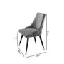 Set of 4 Silver Grey Velvet Dining Chairs with Chrome Tips - Maddy
