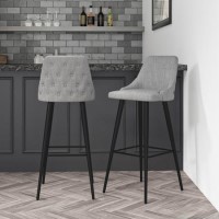 Grey Fabric Bar Stools Set of 2 - Maddy