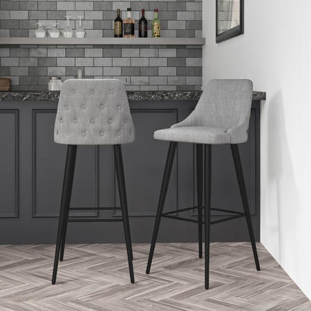 Grey Fabric Bar Stools Set of 2 - Maddy - Furniture123