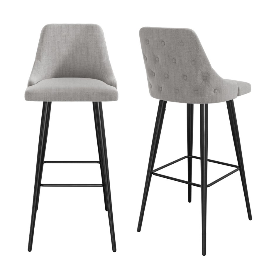 Grey Fabric Bar Stools Set of 2 - Maddy