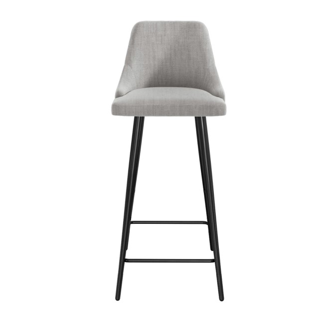 Set of 3 Grey Fabric Bar Stools with Backs - Maddy