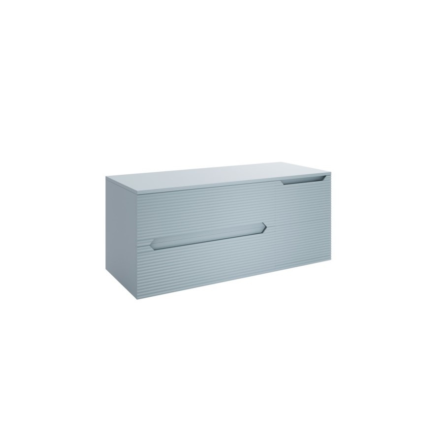 1200mm Blue Fluted Wall Hung Countertop Vanity Unit with Basin - Melbourne