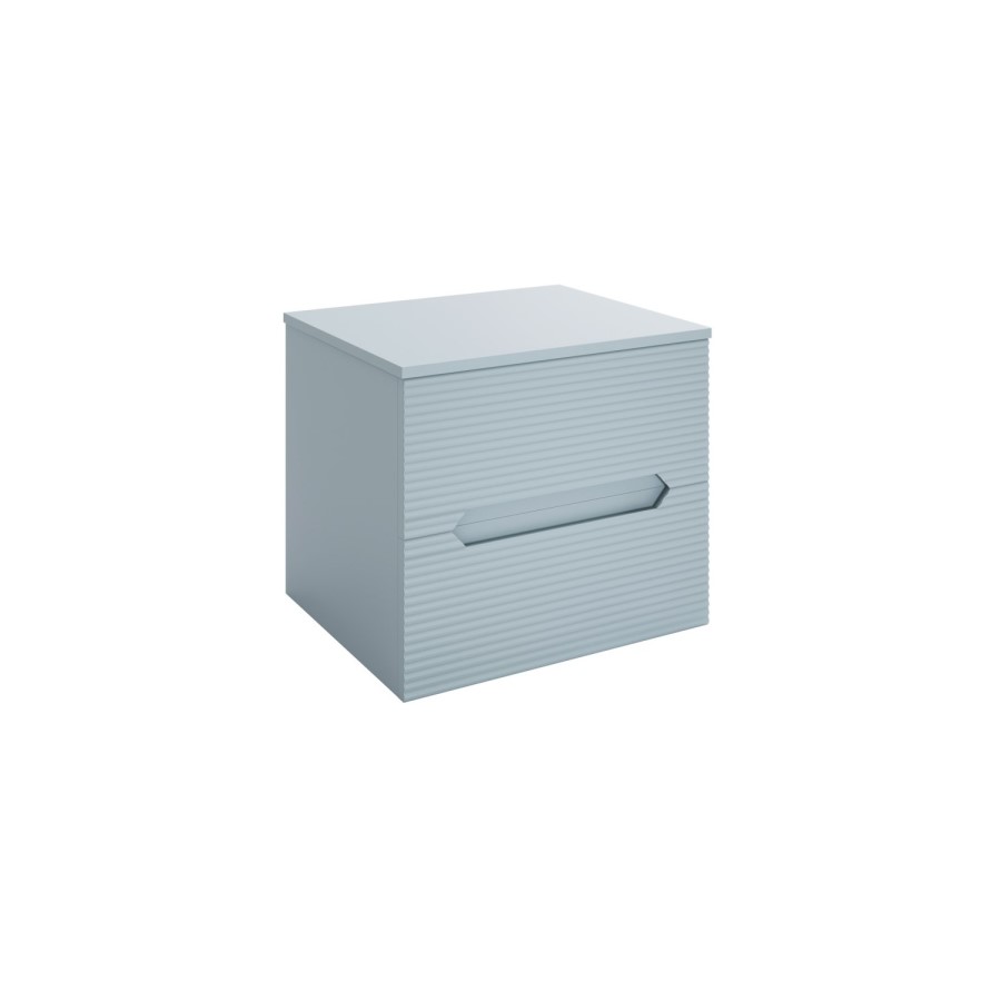 600mm Blue Fluted Wall Hung Countertop Vanity Unit with Basin - Melbourne
