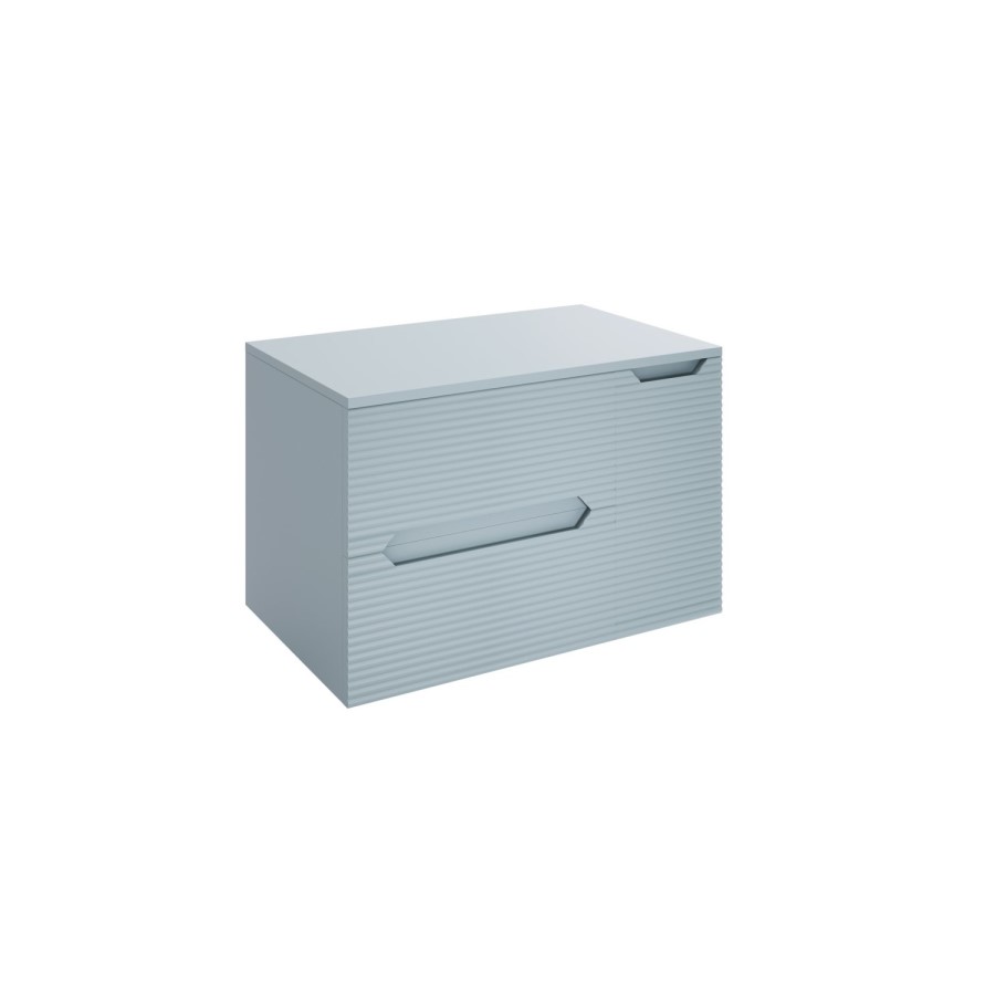 800mm Blue Fluted Wall Hung Countertop Vanity Unit with Basin - Melbourne