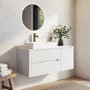 1200mm White Fluted Wall Hung Countertop Vanity Unit with Basin - Melbourne