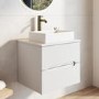 600mm White Fluted Wall Hung Countertop Vanity Unit with Basin - Melbourne