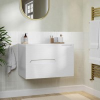 800mm White Fluted Wall Hung Countertop Vanity Unit - Melbourne 800mm White Fluted Wall Hung Countertop Vanity Unit - Melbourne
