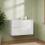 800mm White Fluted Wall Hung Countertop Vanity Unit - Melbourne