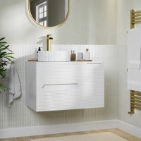 800mm White Fluted Wall Hung Countertop Vanity Unit with Basin – Melbourne 800mm White Fluted Wall Hung Countertop Vanity Unit with Basin – Melbourne