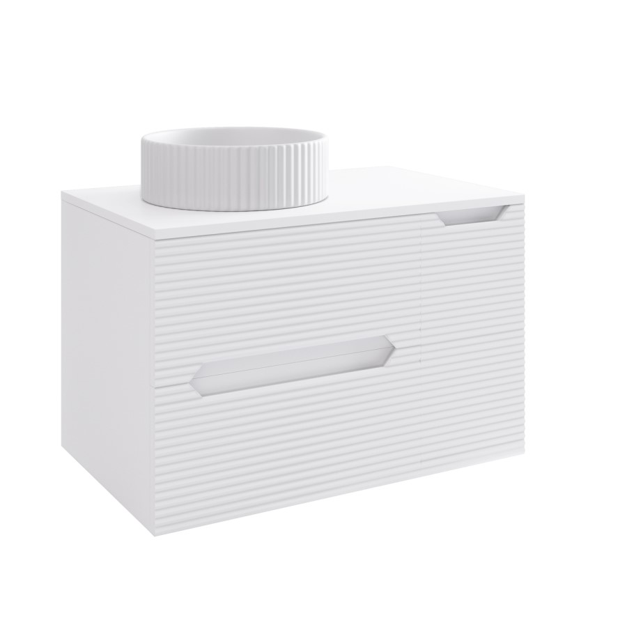 800mm White Fluted Wall Hung Countertop Vanity Unit with Basin – Melbourne