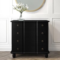 Meredith Vintage 4 Drawer Storage Cupboard with Curved Detail in Black