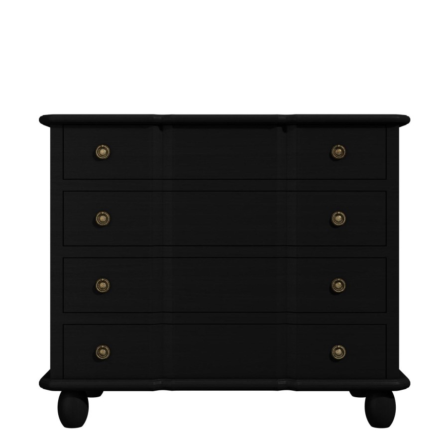 Meredith Vintage 4 Drawer Storage Cupboard with Curved Detail in Black
