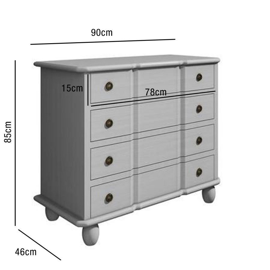 French Inspired Handmade Light Grey Chest of Drawers