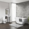 Modern Freestanding Bath Suite with Curved Toilet &amp; Corner Sink