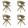 Set of 4 Sage Green Velvet Swivel Dining Chairs with Oak Legs - Mila
