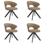 Set of 4 Beige Faux Leather Swivel Dining Chairs - Mila