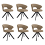 Set of 6 Beige Faux Leather Swivel Dining Chairs - Mila