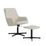 Off White Fabric Swivel Recliner Armchair with Footstool - Mila