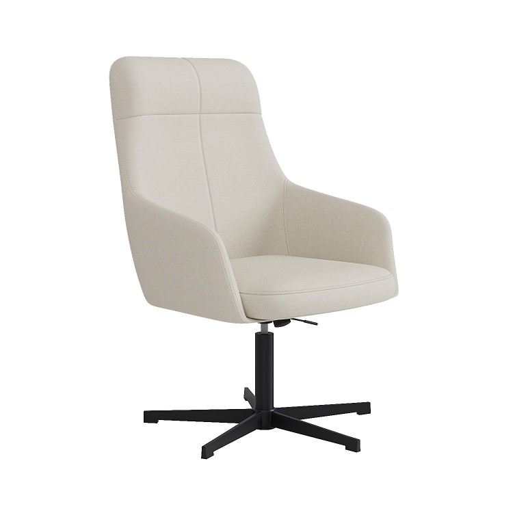 Off White Fabric Office Chair with Footrest - Mila