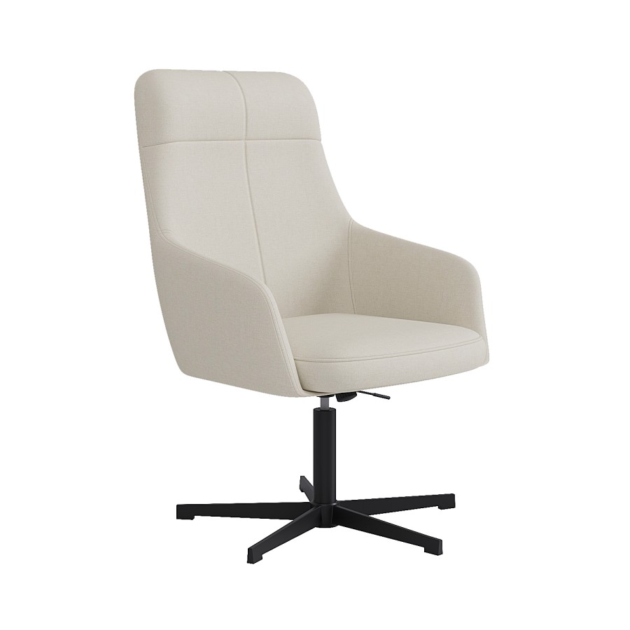 Cream Fabric Recliner Swivel Office Chair with Footrest  - Mila
