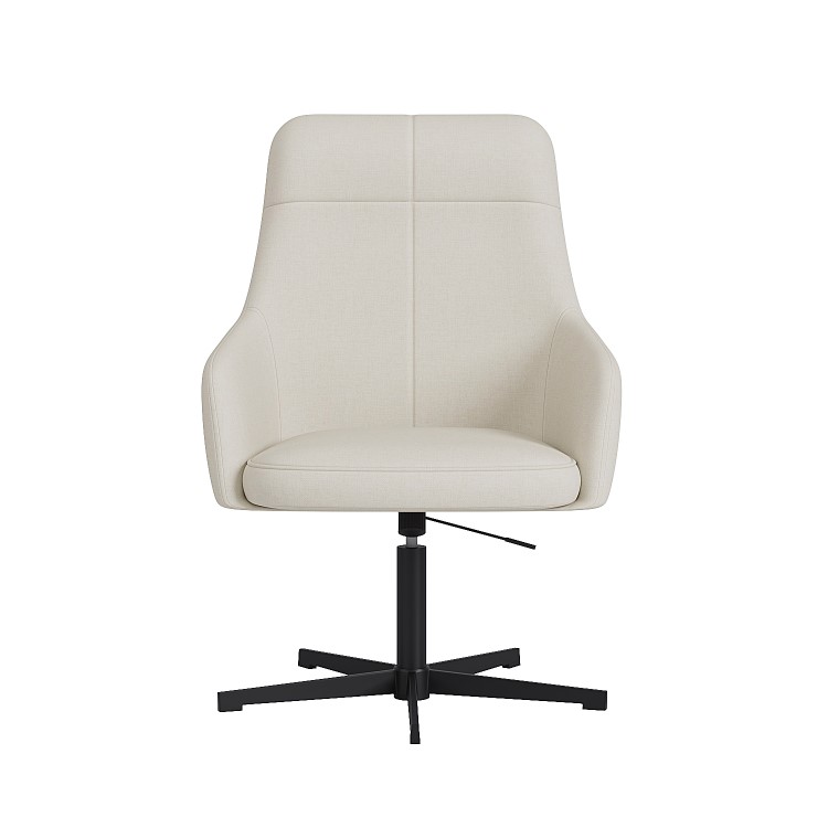 Off White Fabric Office Chair with Footrest - Mila