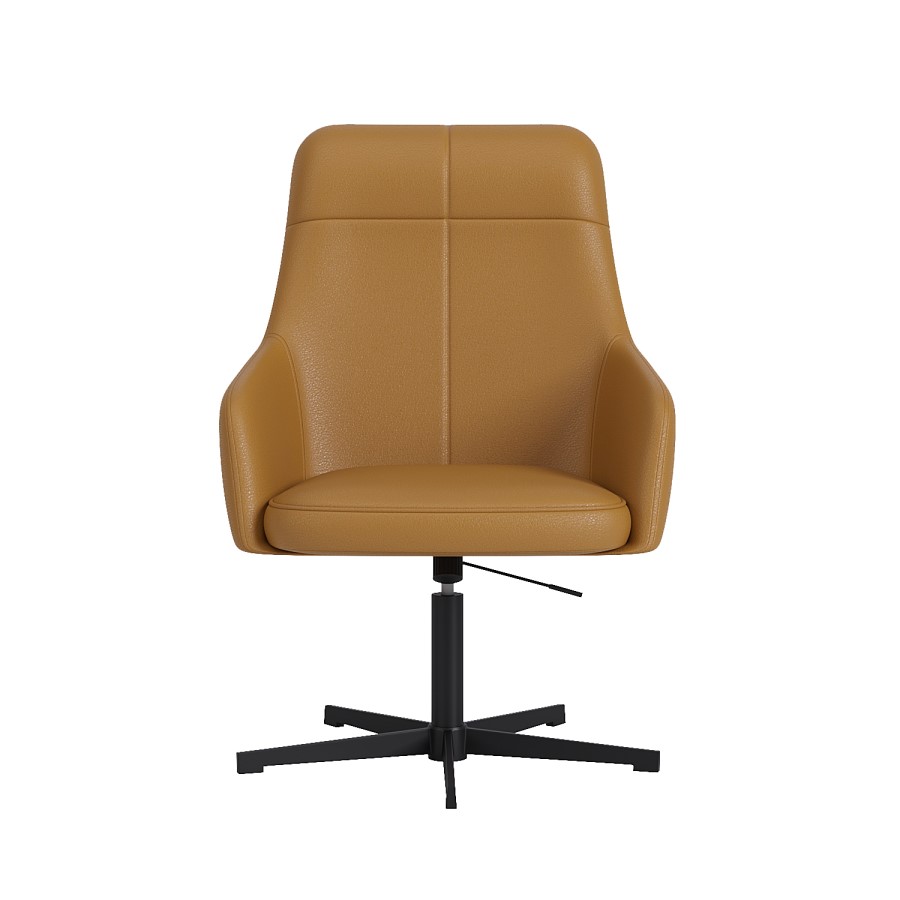 Tan Faux Leather Office Chair with Footrest - Mila