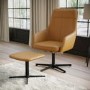 Tan Faux Leather Accent Chair with Footstool - Mila