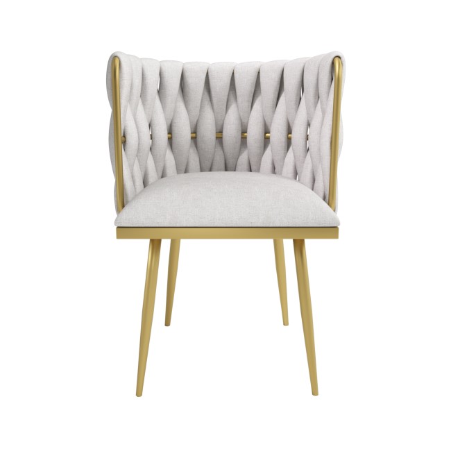 ALMOST PERFECT - Warm Grey Linen Dressing Table Chair with Gold Legs - Malika