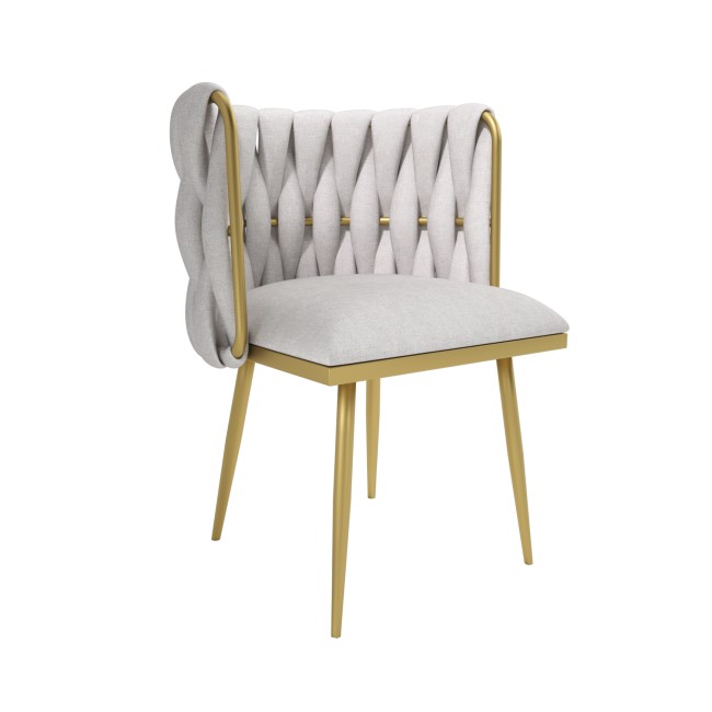 ALMOST PERFECT - Warm Grey Linen Dressing Table Chair with Gold Legs - Malika