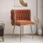 Orange Velvet Accent Chair with Gold Legs - Malika