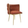 Orange Velvet Accent Chair with Gold Legs - Malika