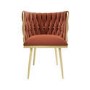 GRADE A1 - Orange Velvet Dressing Table Chair with Gold Legs - Malika