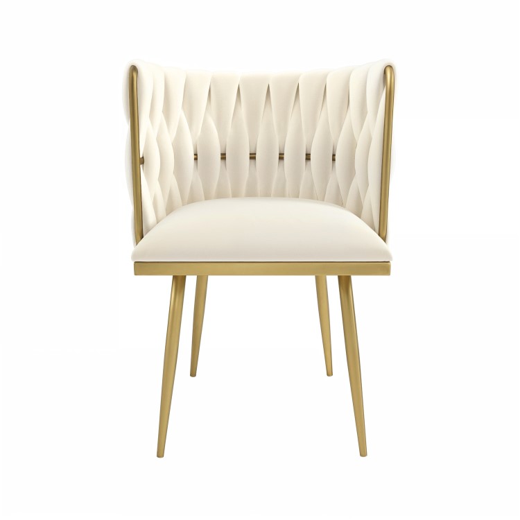 Cream Velvet Dressing Table Chair with Gold Legs - Malika