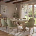 BUN/MLN001/102083 Farmhouse Extending Dining Table Set with 6 Sage Green Velvet Dining Chairs - Madeline