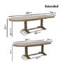 Farmhouse Extending Dining Table Set with 6 Beige Fabric Dining Chairs - Madeline