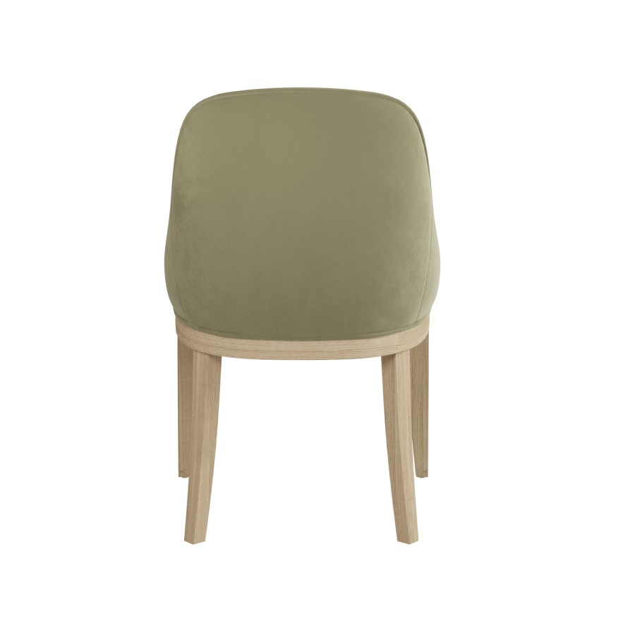 Farmhouse Round Extending Pedestal Dining Table Set with 4 Sage Green Velvet Dining Chairs -Madeline