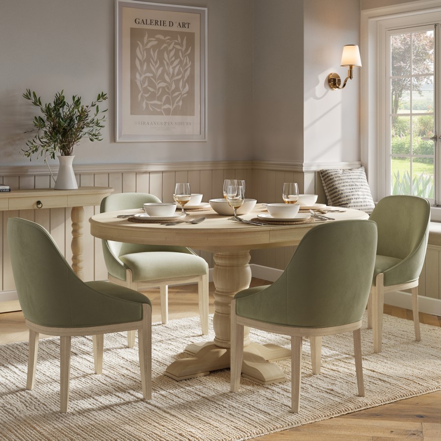 Sage Green Velvet Dining Chair with Solid Wood Legs - Madeline