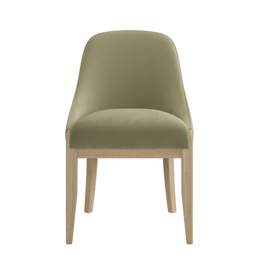 Farmhouse Round Extending Pedestal Dining Table Set with 4 Sage Green Velvet Dining Chairs -Madeline