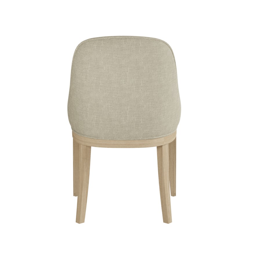 Farmhouse Extending Dining Table Set with 6 Beige Fabric Dining Chairs - Madeline