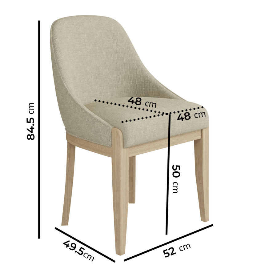 Farmhouse Extending Dining Table Set with 6 Beige Fabric Dining Chairs - Madeline