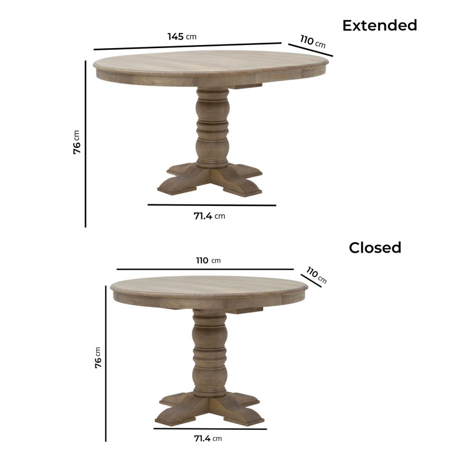 Round to Oval Solid Wood Extendable Dining Table Set with 4 Sage Green Velvet Chairs - Seats 4 - Madeline