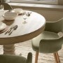 Round to Oval Solid Wood Extendable Dining Table Set with 4 Sage Green Velvet Chairs - Seats 4 - Madeline