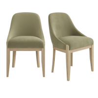 Set of 2 Sage Green Velvet Dining Chairs with Solid Wood Legs - Madeline