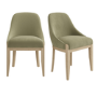 Set of 2 Sage Green Velvet Dining Chairs with Solid Wood Legs - Madeline