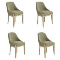Set of 4 Sage Green Velvet Dining Chairs with Solid Wood Legs - Madeline