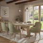 Set of 6 Sage Green Velvet Dining Chairs with Solid Wood Legs - Madeline