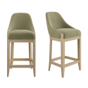 BUN/MLN004S/100992 Set of 2 Sage Green Velvet Kitchen Stools with Solid Wood Legs - Madeline