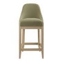 Set of 3 Sage Green Velvet Kitchen Stools with Solid Wood Legs - Madeline